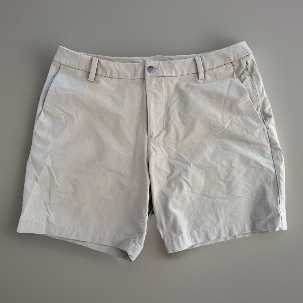 LULULEMON Men’s Sz 36 Commission Classic Fit Shorts 7"‎ Warpstreme Khaki Preppy